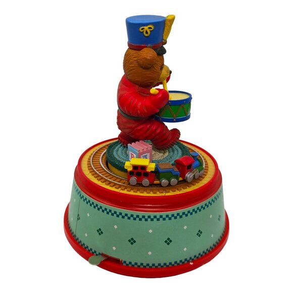 Vtg 1988 Enesco Little Drummer Bear 5.5" Small World of Music Motion Christmas - Picture 2 of 12
